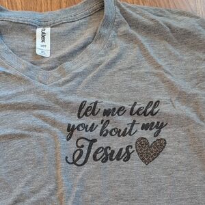 Tultex Heather Gray V-Neck T-Shirt